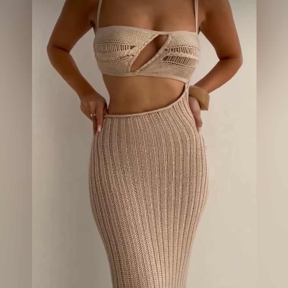 NWT JLUXLABEL Coastal Escape Dress Beige (L)